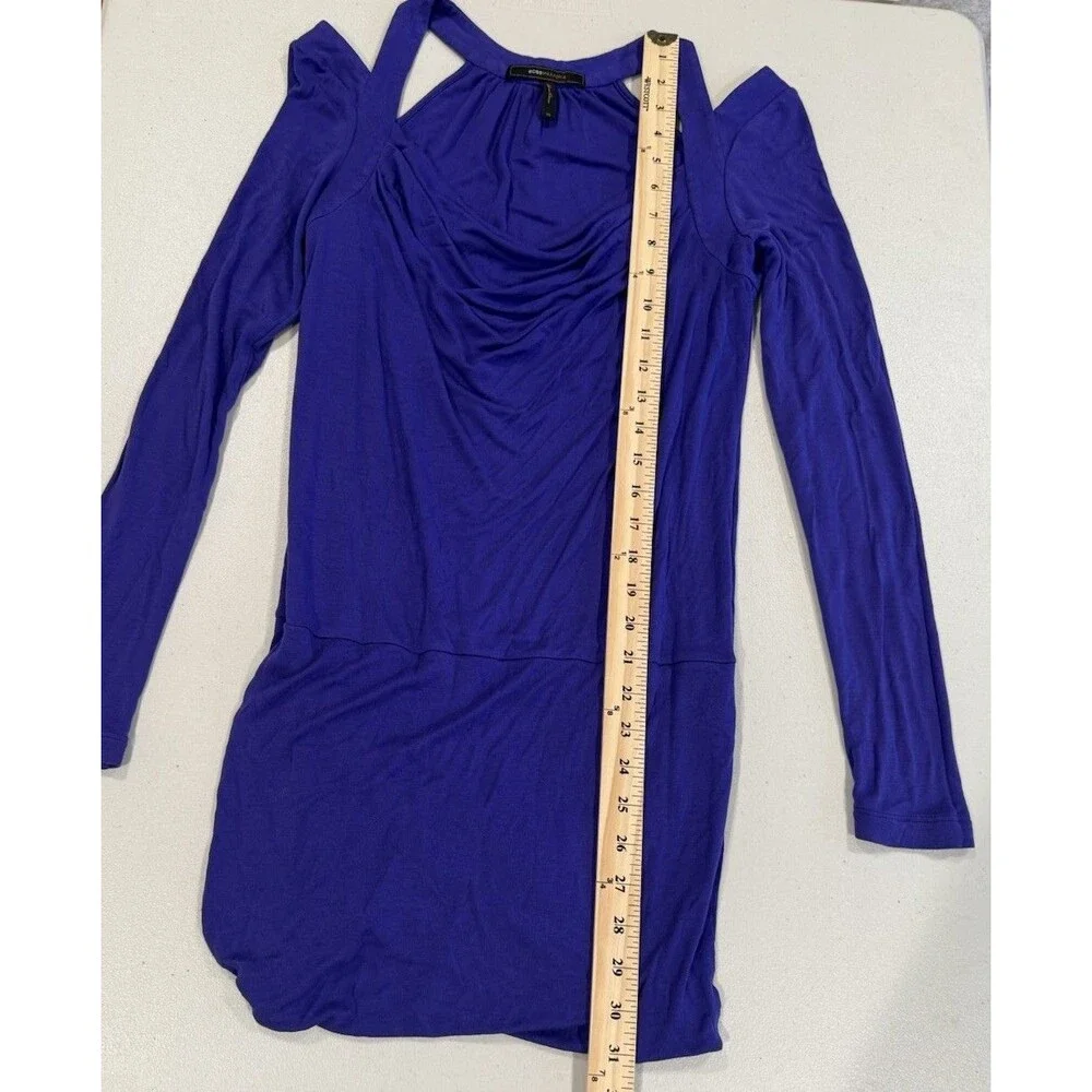 BCBGMaxazria Mini Dress XS Cold Shoulder Party Club Y2K Stretch Minimal 2000s